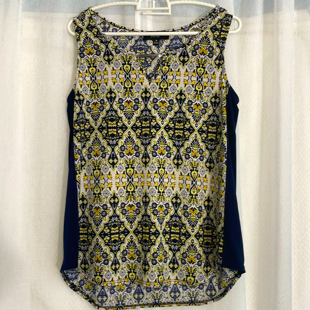 Naif Tank Top Dressy Neck Detail size M Navy and yellow NWOT